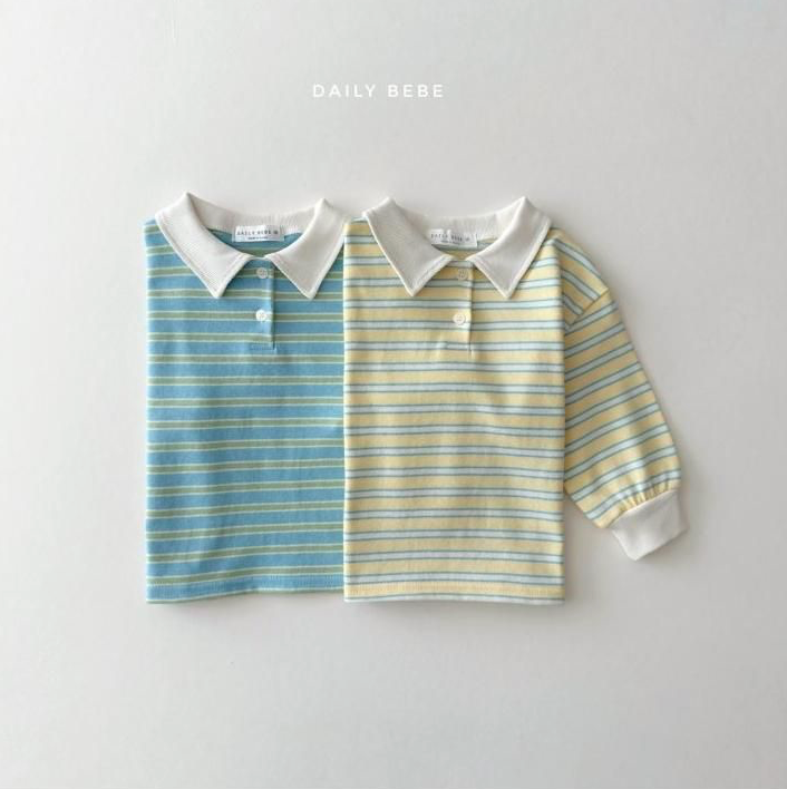 Daily Bebe Unisex Pastel Stripe Polo Top Yellow