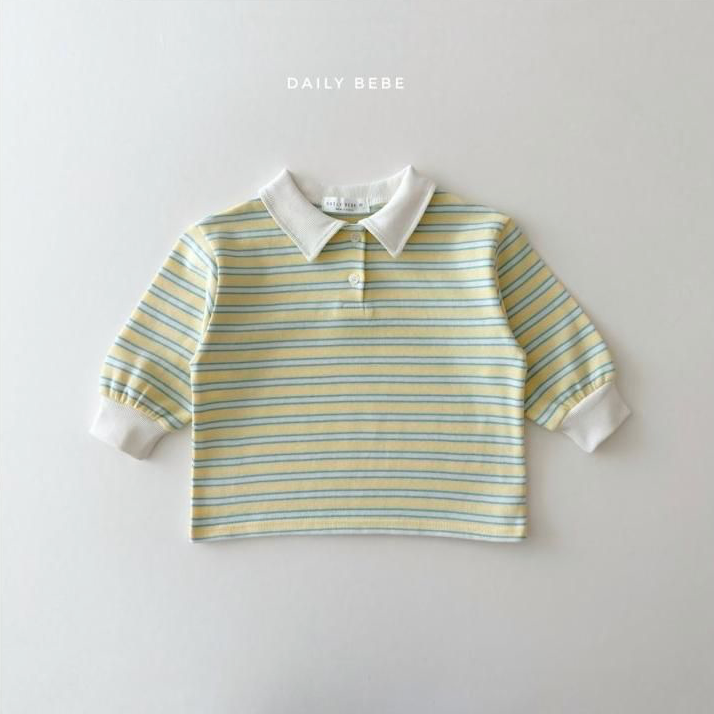 Daily Bebe Unisex Pastel Stripe Polo Top Yellow