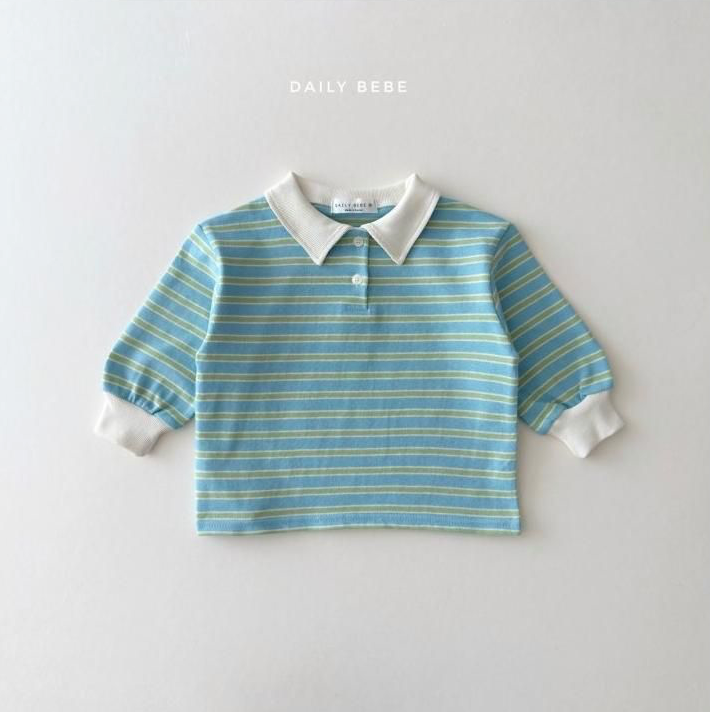 Daily Bebe Unisex Pastel Stripe Polo Top Blue