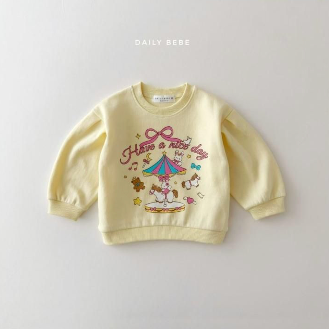 Daily Bebe Girls Carousel Graphic Sweatshirt Yellow