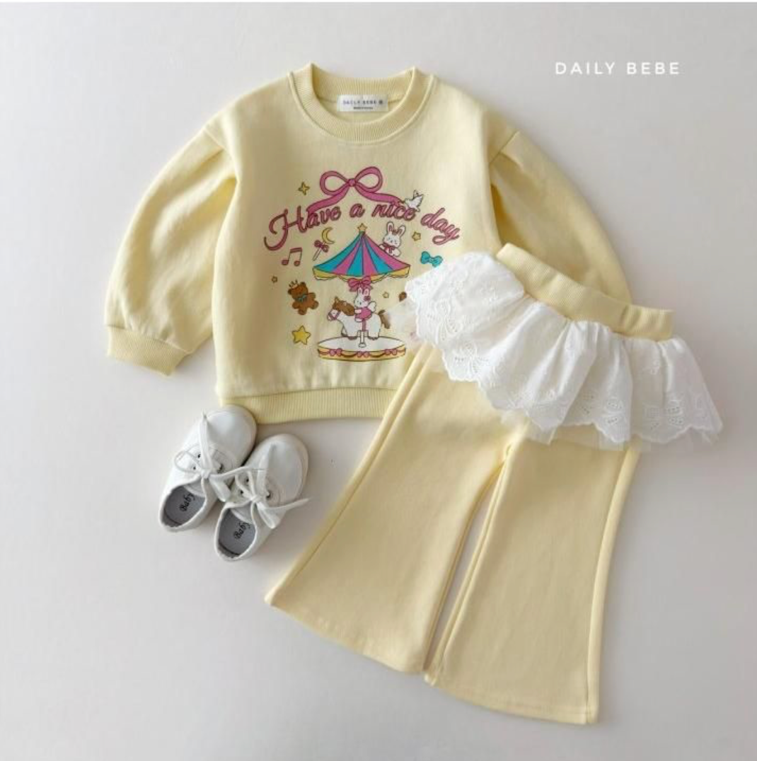 Daily Bebe Girls Carousel Graphic Sweatshirt Yellow