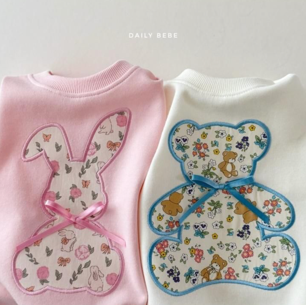 Daily Bebe Girls Floral Bear Sweatshirt