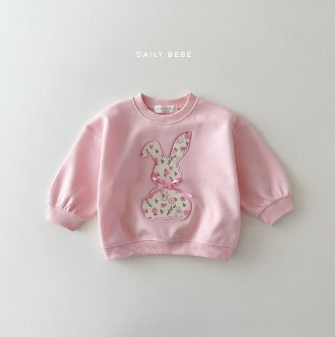 Daily Bebe Girls Floral Bunny Sweatshirt