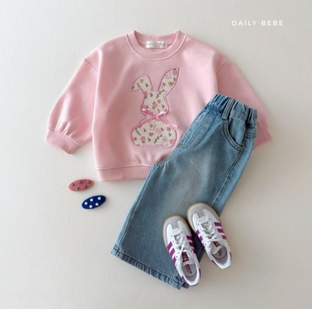 Daily Bebe Girls Floral Bunny Sweatshirt