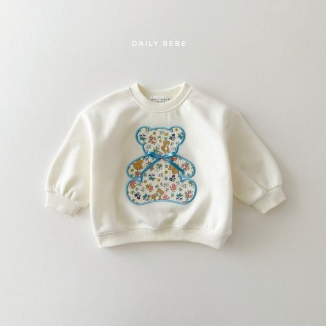 Daily Bebe Girls Floral Bear Sweatshirt